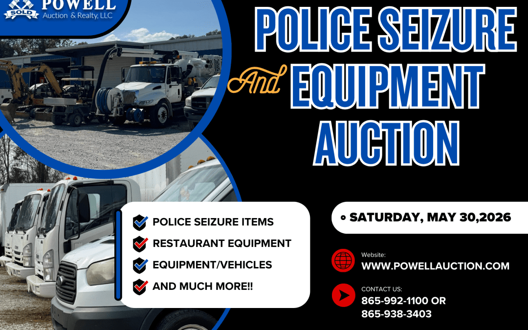 POLICE SEIZURE & EQUIPMENT AUCTION- 5.30.2026- LOTS START CLOSING AT 7:00PM- ONLINE ONLY!!