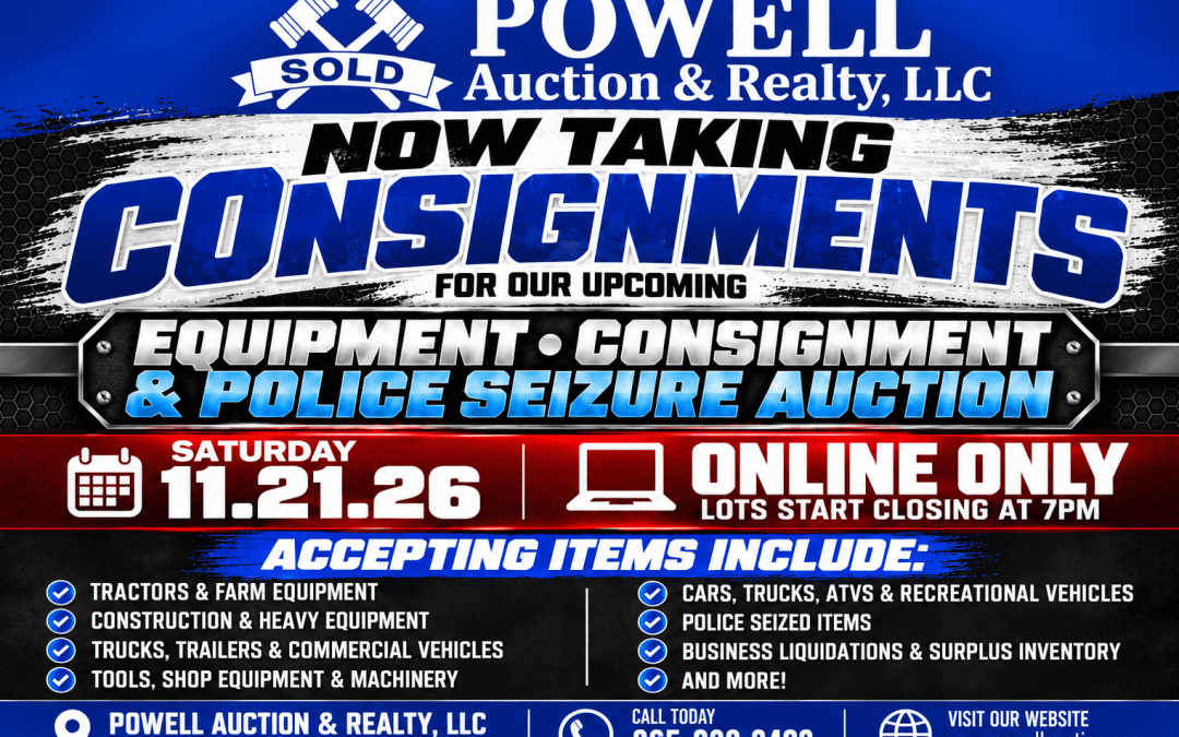 POLICE SEIZURE & CONSIGNMENT AUCTION- 11.21.2026- LOTS START CLOSING AT 7:00PM- ONLINE ONLY!!